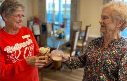 Two women enjoying coffee